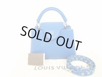 LOUIS VUITTON Taurillon Leather Blue Hand Bag w/Strap Cupcines BB #6240