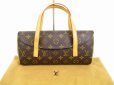 Photo1: LOUIS VUITTON Monogram Leather Brown Hand Bag Purse Sonatine #6243 (1)