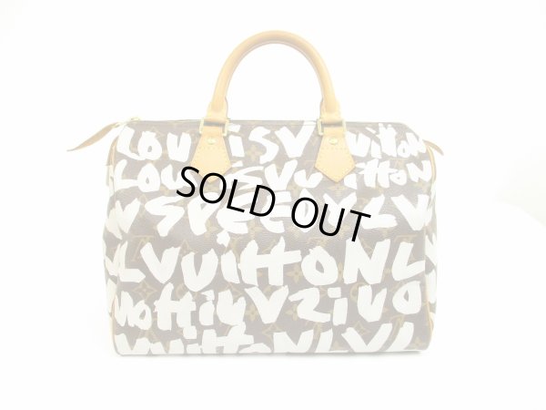 Photo1: LOUIS VUITTON Monogram Leather Graffiti White Hand Bag Purse Speedy30 #6257