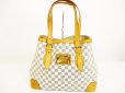 Photo1: LOUIS VUITTON Azur Leather White Tote&Shoppers Bag Hampstead MM #6262 (1)