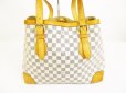 Photo2: LOUIS VUITTON Azur Leather White Tote&Shoppers Bag Hampstead MM #6262 (2)