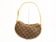 Photo1: LOUIS VUITTON Monogram Leather Brown Shoulder Bag Croissant PM #6274 (1)