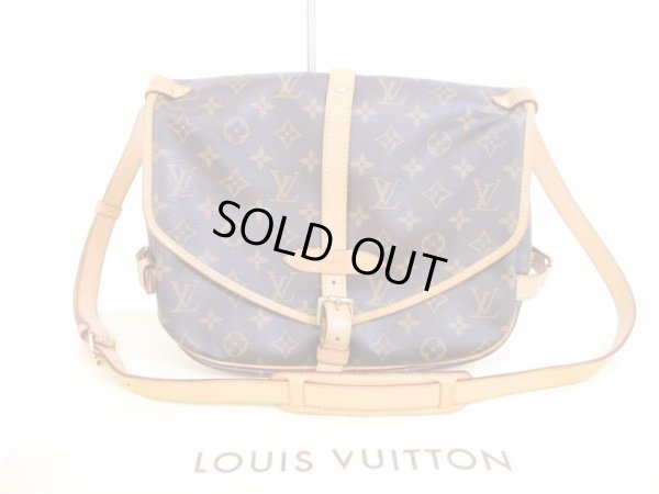 Photo1: LOUIS VUITTON Monogram Leather Brown Crossbody Bag Saumur MM 30 #6278