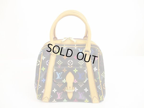 Photo1: LOUIS VUITTON Multi-color Leather Black Hand Bag Purse Priscilla #6287