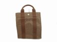 Photo1: HERMES Canvas Her Line Brown Backpack Bag PM Purse #6296 (1)