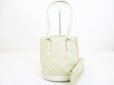 Photo1: LOUIS VUITTON Monogram Mini Lin Canvas White Tote Bag Bucket PM w/Pouch #6316 (1)