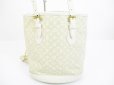 Photo2: LOUIS VUITTON Monogram Mini Lin Canvas White Tote Bag Bucket PM w/Pouch #6316 (2)