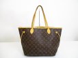 Photo1: LOUIS VUITTON Monogram Leather Brown Tote&Shoppers Bag Neverfull MM #6346 (1)