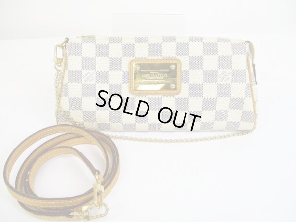 Photo1: LOUIS VUITTON Azur Leather White Evening Bag Pochette Eva W/Strap #6400