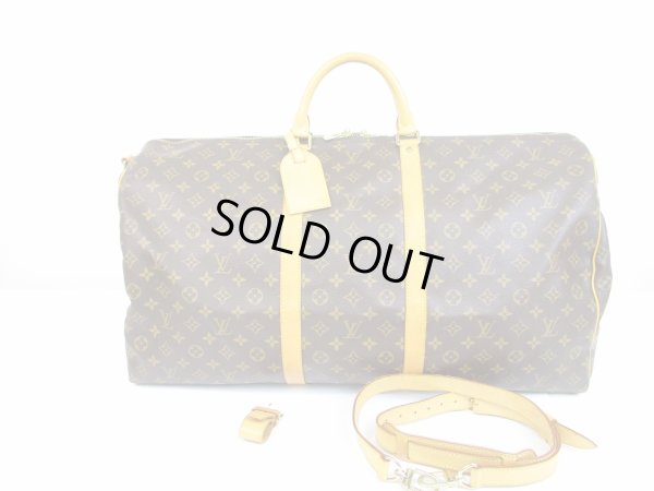 Photo1: LOUIS VUITTON Monogram Leather Brown Duffle&Gym Bag Keepall 60 Bandouliere #6402