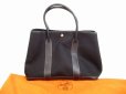 Photo1: HERMES Garden Party PM Canvas&Leather Black Hand Bag Purse #6432 (1)