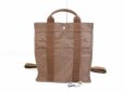 Photo1: HERMES Canvas Her Line Brown Backpack Bag PM w/Lock and Key #6443 (1)