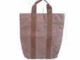 Photo2: HERMES Canvas Her Line Brown Hand Bag Tote Bag Purse Cabas #6444 (2)
