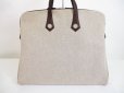 Photo2: HERMES Canvas&Leather Beige&Brown Hand Bag Purse Sac Iboo GM #6451 (2)