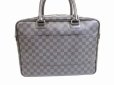 Photo2: LOUIS VUITTON Damier Graphite Leather Business Bag Breafcase w/Strap Icare #6465 (2)