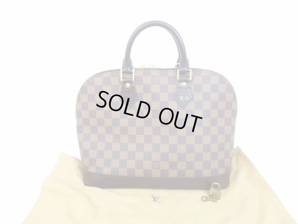 Photo1: LOUIS VUITTON Damier Leather Brown Hand Bag Purse Alma PM #6481