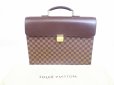 Photo1: LOUIS VUITTON Damier Leather Brown Briefcase Business Case Altona GM #6524 (1)