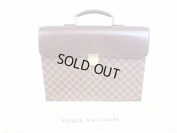 Photo1: LOUIS VUITTON Damier Leather Brown Briefcase Business Case Altona GM #6524