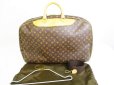 Photo1: LOUIS VUITTON Monogram Leather Brown Travel Bag Alize 1 Poche w/Strap #6571 (1)