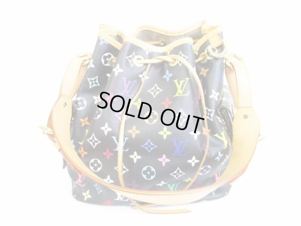 Photo1: LOUIS VUITTON Multicolor Leather Black Shoulder Bag Purse Petite Noe #6598