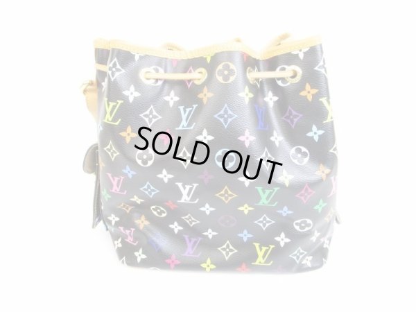 Photo2: LOUIS VUITTON Multicolor Leather Black Shoulder Bag Purse Petite Noe #6598