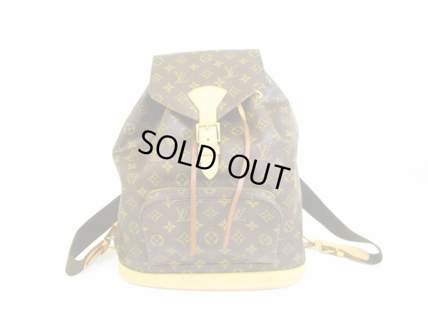 Photo1: LOUIS VUITTON Monogram Leather Brown Backpack Purse Montsouris GM #6631