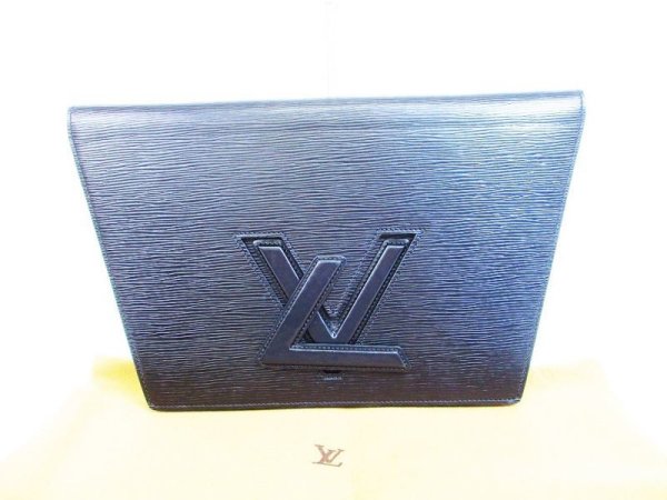 Photo1: Rare LOUIS VUITTON Epi Leather Blacks Clutch Bag Purse Trapeze #6638