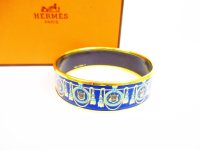 HERMES Enamel Bangle Bracelet Blue Multicolor Emaiyu GM #6647