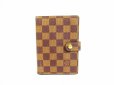 Photo1: LOUIS VUITTON Damier Leather Brown Document Holders Agenda PM #6676 (1)