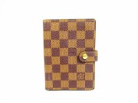 LOUIS VUITTON Damier Leather Brown Document Holders Agenda PM #6676