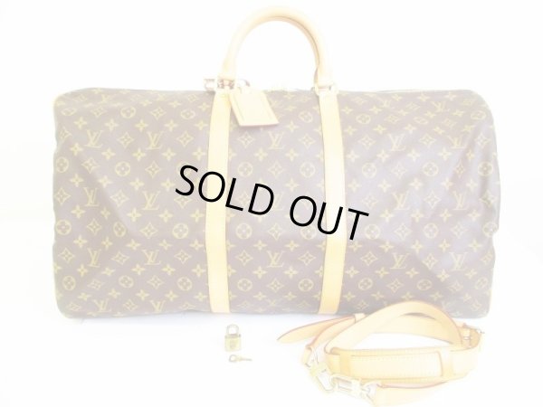 Photo1: LOUIS VUITTON Monogram Leather Brown Duffle&Gym Bag Keepall 60 Bandouliere #6685