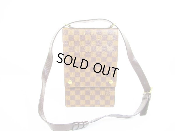 Photo1: LOUIS VUITTON Damier Leather Brown Crossbody Bag Purse Portobello #6707