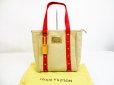 Photo1: LOUIS VUITTON Cup Canvas Beige&Red Tote Bag Purse Antigua Cabas MM #6710 (1)