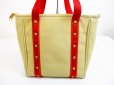 Photo2: LOUIS VUITTON Cup Canvas Beige&Red Tote Bag Purse Antigua Cabas MM #6710 (2)