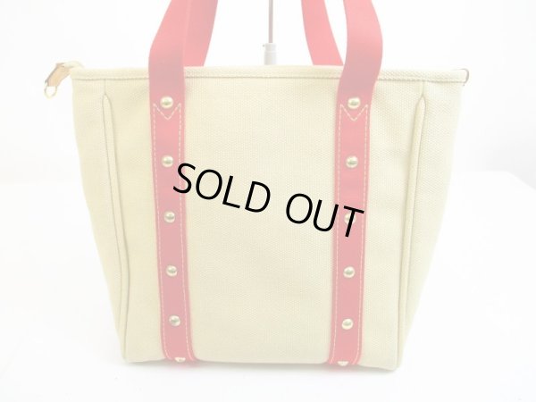 Photo2: LOUIS VUITTON Cup Canvas Beige&Red Tote Bag Purse Antigua Cabas MM #6710