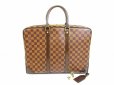 Photo1: LOUIS VUITTON Damier Leather Brown Briefcases Business Case Voyage #6713 (1)