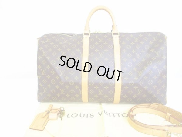 Photo1: LOUIS VUITTON Monogram Leather Brown Gym Bag Keepall 55 Bandouliere #6717