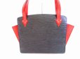 Photo2: LOUIS VUITTON Epi Leather Black&Red Hand Bag Purse Varenne #6724 (2)