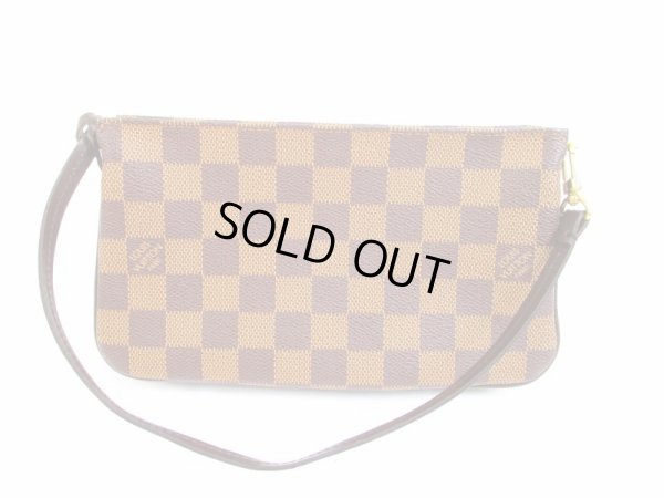 Photo1: LOUIS VUITTON Damier Leather Brown Accessories Pouch Pochette #6741