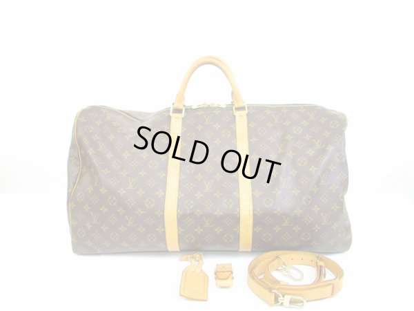 Photo1: LOUIS VUITTON Monogram Leather Brown Duffle&Gym Bag Keepall 60 Bandouliere #6754