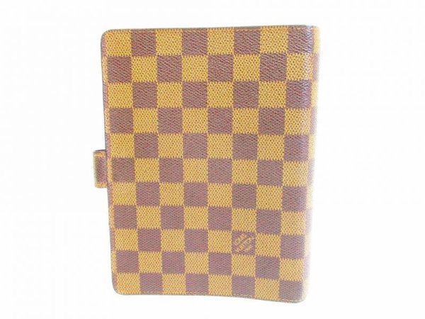 Photo2: LOUIS VUITTON Damier Leather Brown Document Holders Agenda MM #6869