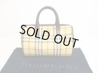 BURBERRY Nova Check PVC Brown Hand Bag Mini Boston Bag Purse #6875