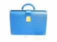 Photo1: LOUIS VUITTON Epi Leather Blue Briefcase Business Case Fermoir #6897 (1)