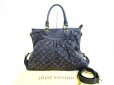 Photo1: LOUIS VUITTON Monogram Denim Black Hand Bag w/Strap Neo Cabby GM #6918 (1)