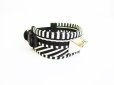 Photo2: HERMES Black White Canvas Leather Bangle Bracelet Collier de Chien #6972 (2)