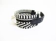 Photo3: HERMES Black White Canvas Leather Bangle Bracelet Collier de Chien #6972