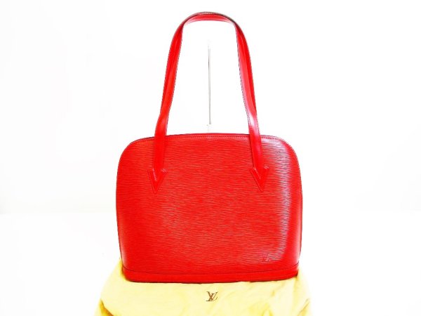 Photo1: LOUIS VUITTON Epi Leather Red Tote Shoppers Bag Purse Lussac #6973