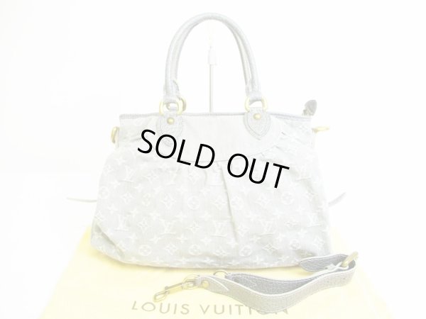 Photo1: LOUIS VUITTON Monogram Denim Gray Hand Bag W/strap Neo Cabby MM #7002