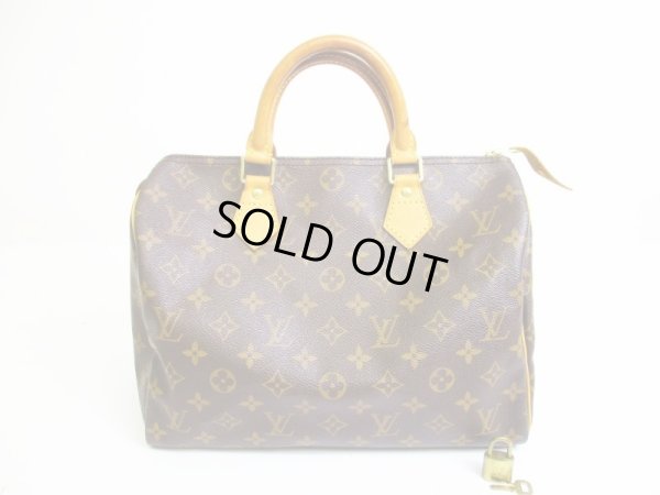 Photo1: LOUIS VUITTON Monogram Leather Brown Hand Bag Purse Speedy30 #7012