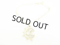 CHANEL Rhinestone CC Logo Crescent Moon Motif Bracelet Bangle #7024